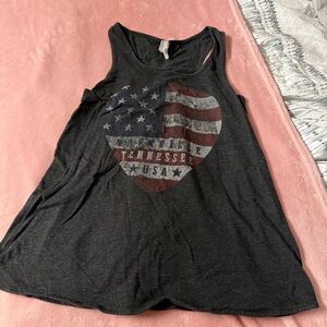 Live and Tell Dark Grey USA Tennessee Heart Tank Top Grunge 90s Style